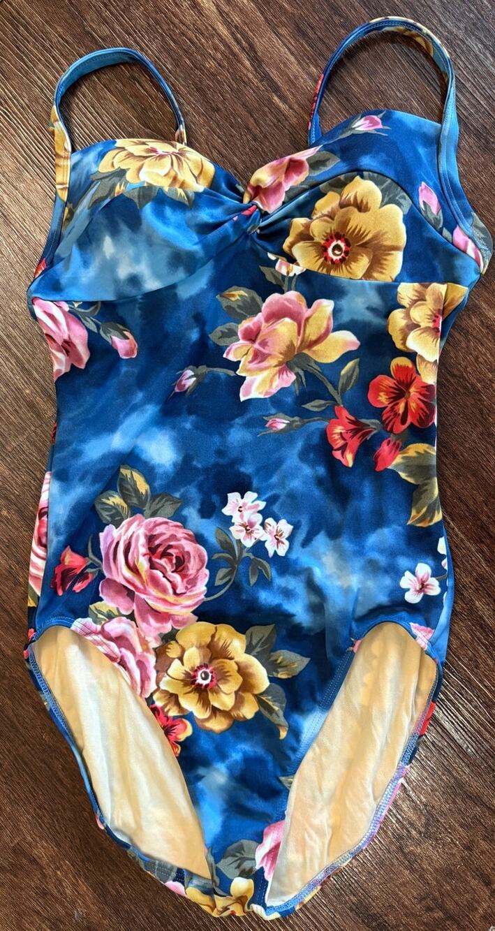 Vintage Newport News Tropical Floral Swimsuit Torso Size 10T Tall T-2253